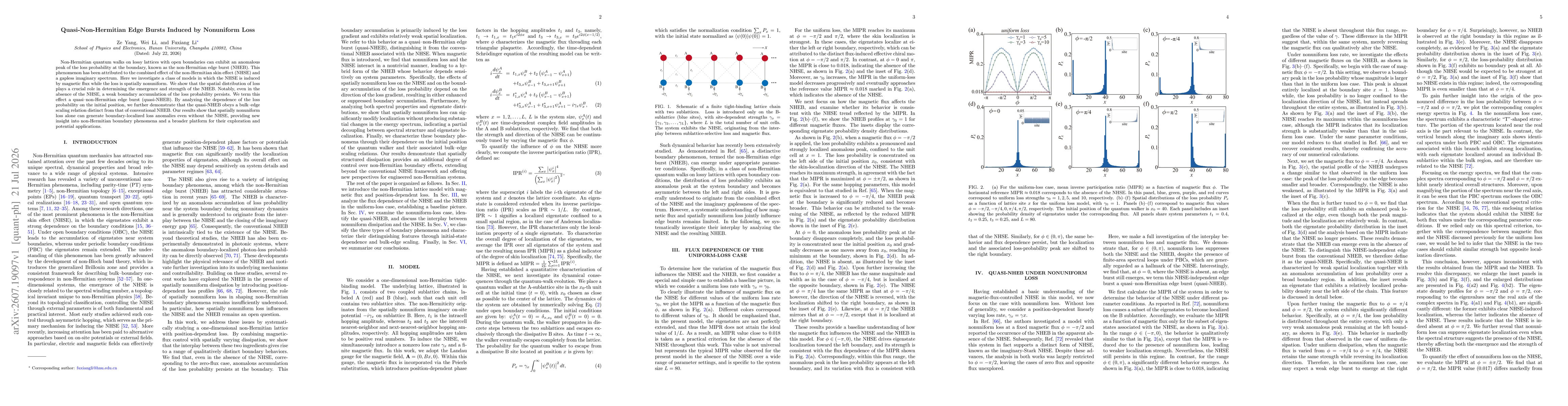 Thumbnail for Quasi-Non-Hermitian Edge Bursts Induced by Nonuniform Loss
