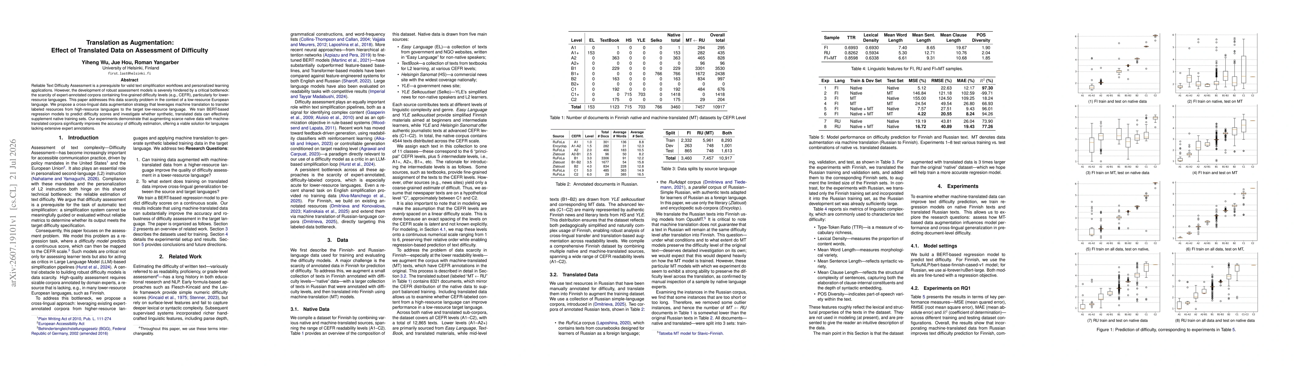 Thumbnail for Translation as Augmentation: Effect of Translated Data on Assessment of Difficulty
