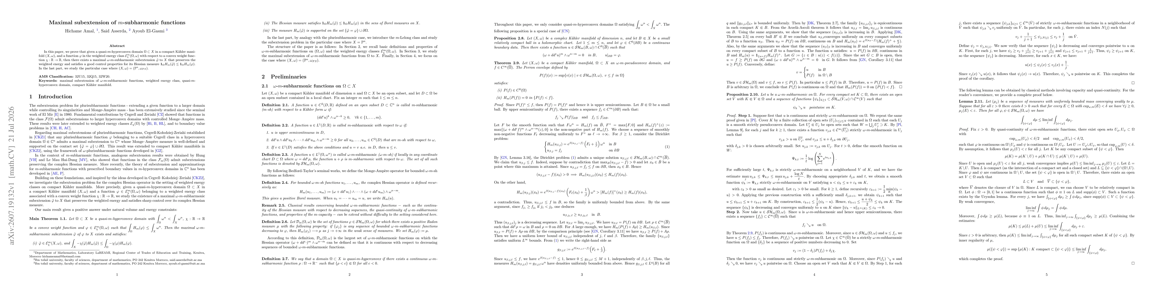 Thumbnail for Maximal subextension of $m$-subharmonic functions