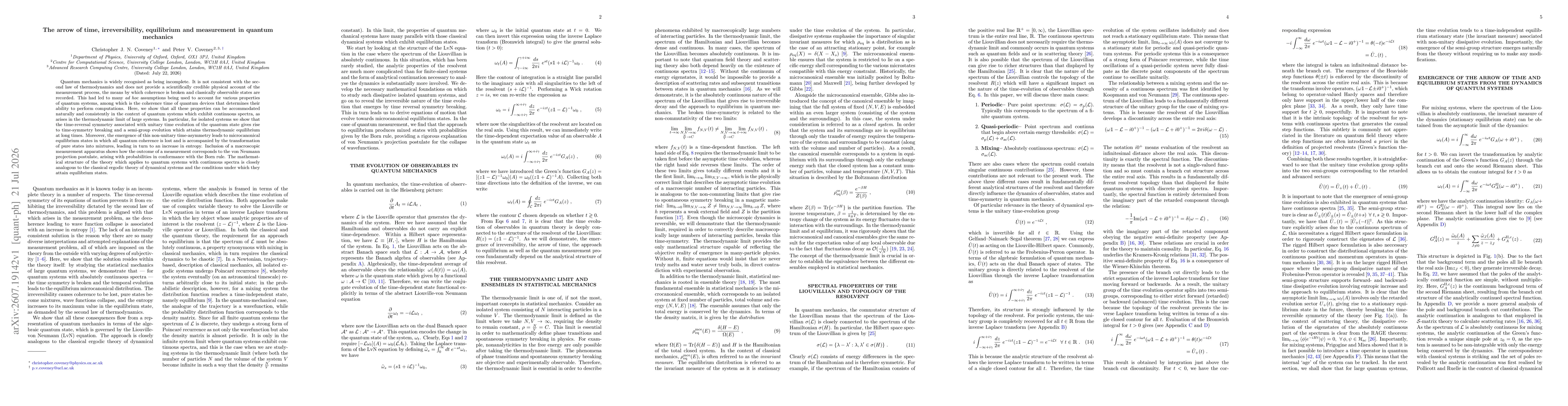 Thumbnail for The arrow of time, irreversibility, equilibrium and measurement in quantum mechanics