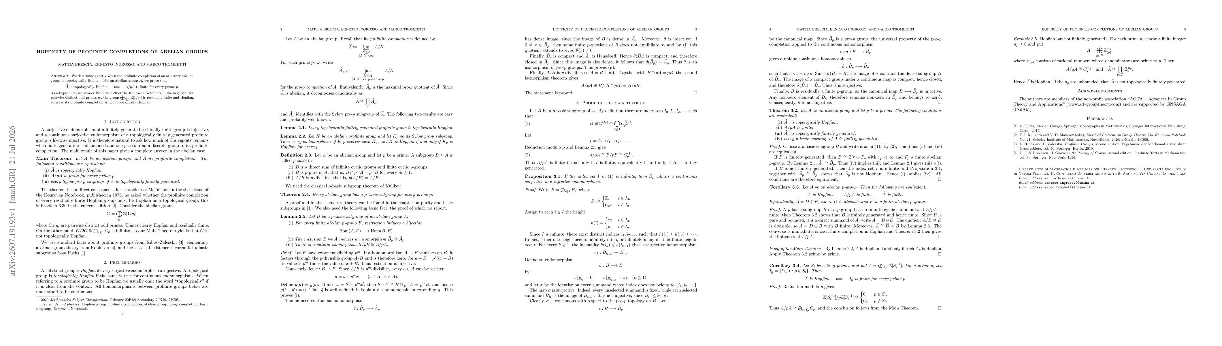 Thumbnail for Hopficity of profinite completions of abelian groups