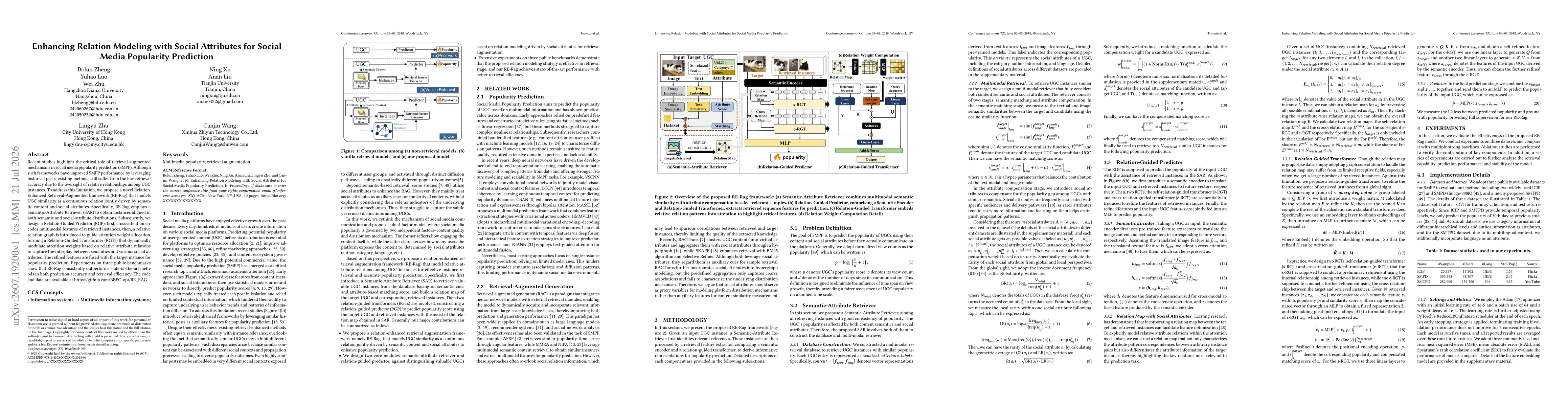Thumbnail for Enhancing Relation Modeling with Social Attributes for Social Media Popularity Prediction