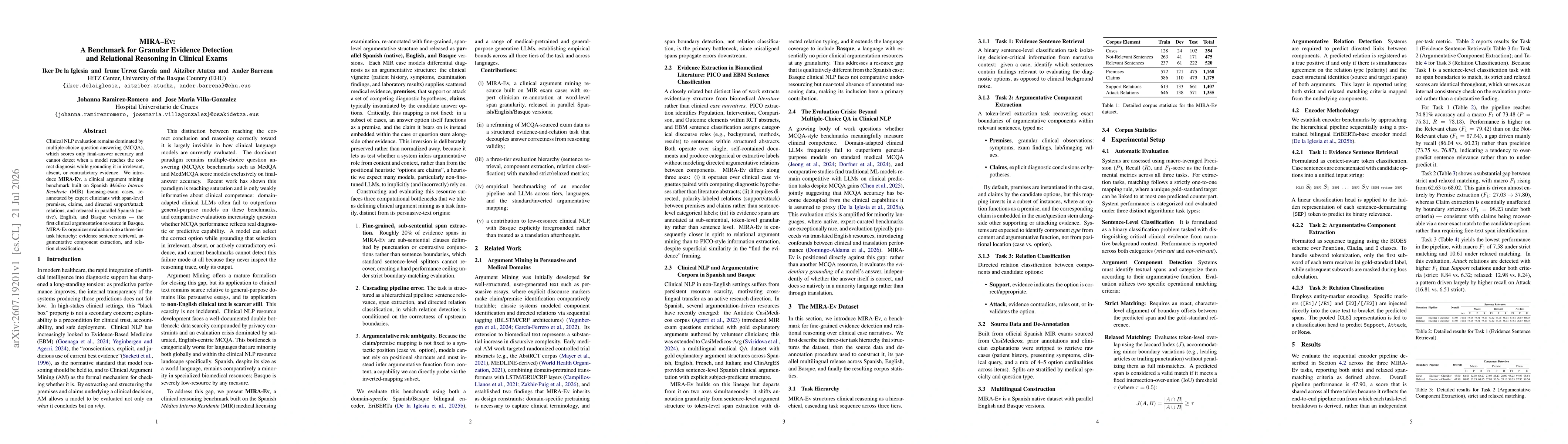 Thumbnail for MIRA-Ev:A Benchmark for Granular Evidence Detection and Relational Reasoning in Clinical Exams