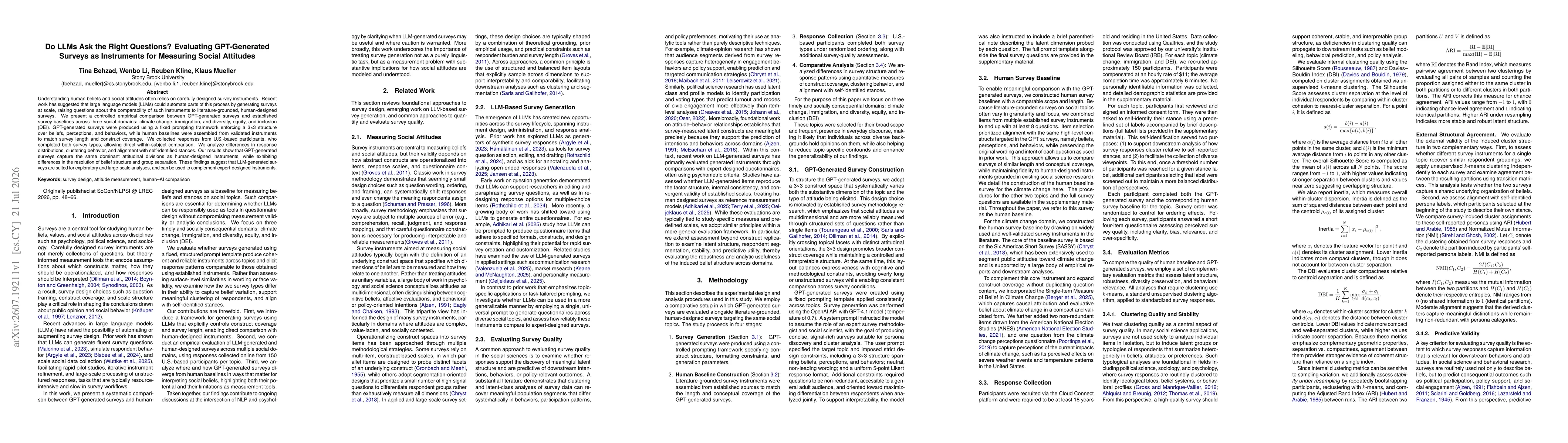 Thumbnail for Do LLMs Ask the Right Questions? Evaluating GPT-Generated Surveys as Instruments for Measuring Social Attitudes