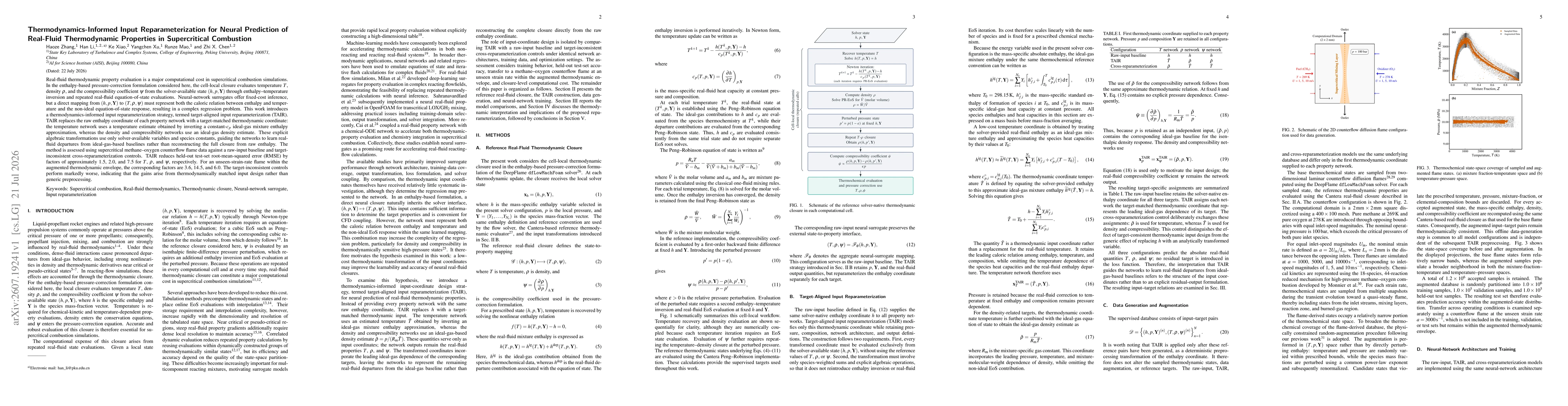 Thumbnail for Thermodynamics-Informed Input Reparameterization for Neural Prediction of Real-Fluid Thermodynamic Properties in Supercritical Combustion