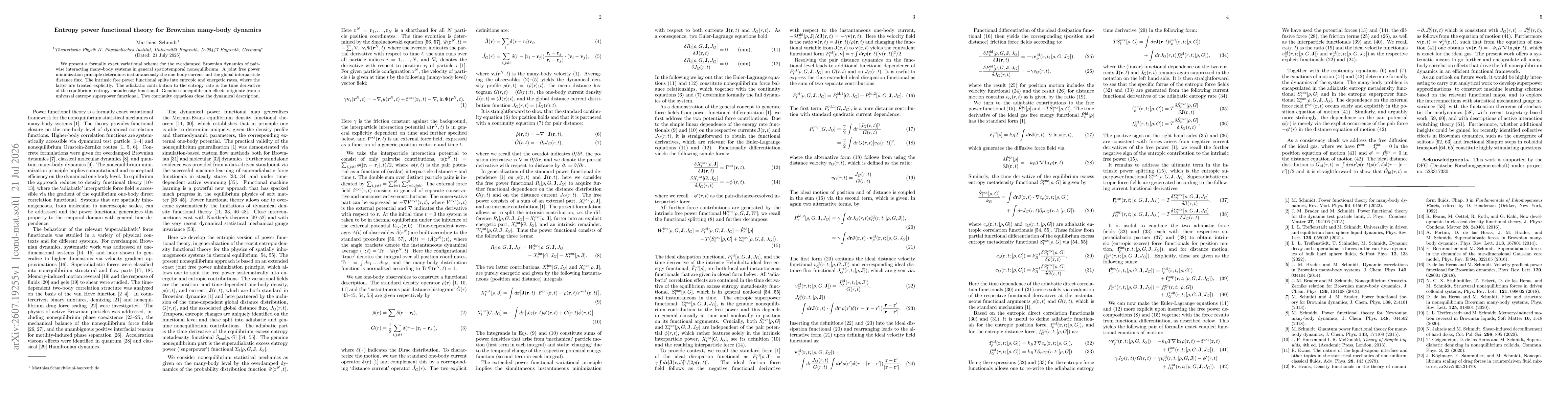 Thumbnail for Entropy power functional theory for Brownian many-body dynamics