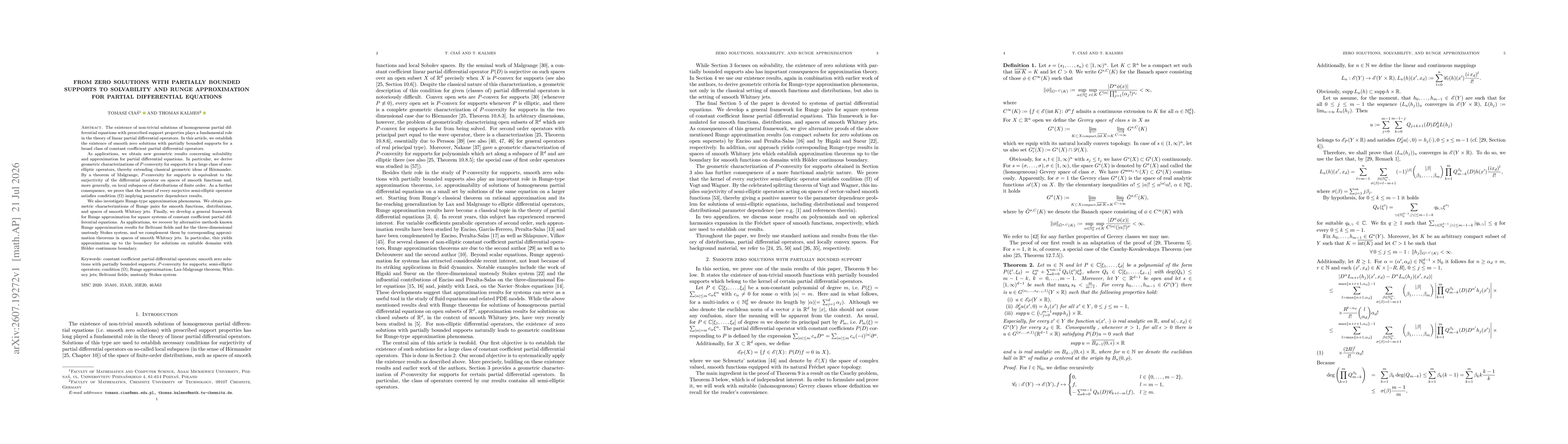 Thumbnail for From zero solutions with partially bounded supports to solvability and Runge approximation for partial differential equations