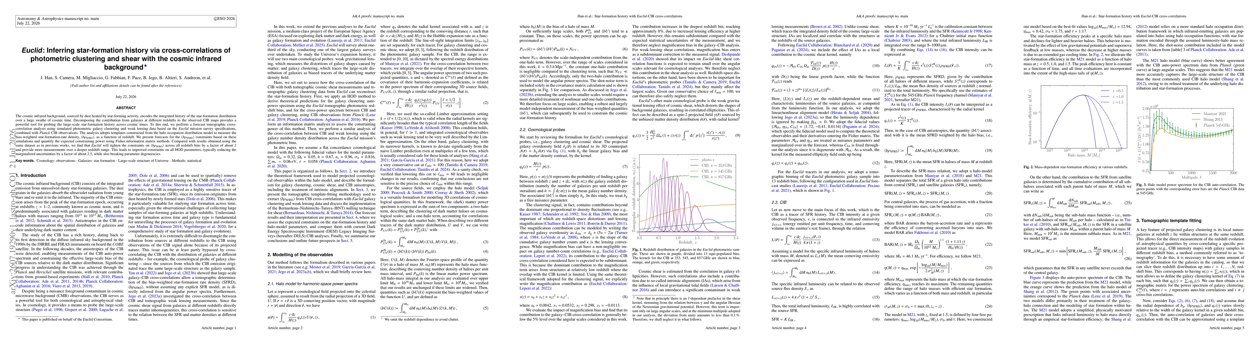 Thumbnail for Euclid: Inferring star-formation history via cross-correlations of photometric clustering and shear with the cosmic infrared background