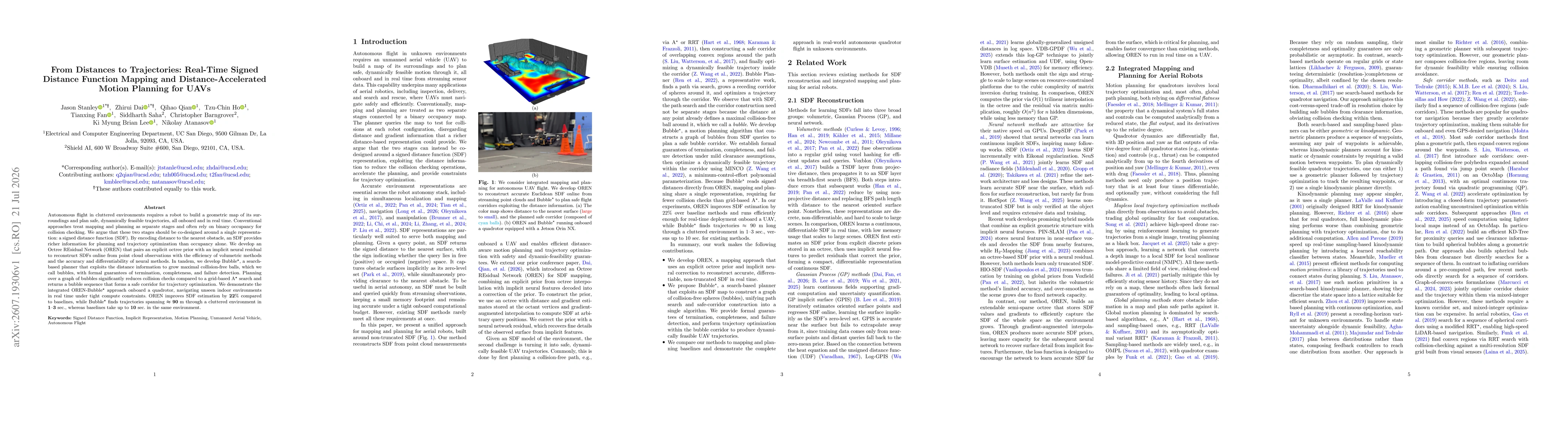 Thumbnail for From Distances to Trajectories: Real-Time Signed Distance Function Mapping and Distance-Accelerated Motion Planning for UAVs