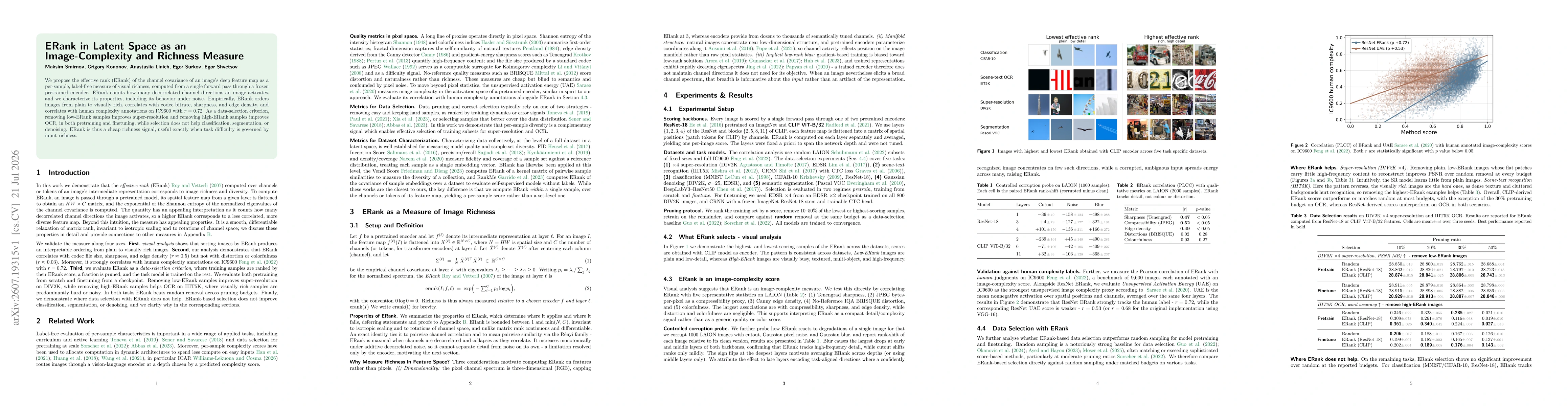 Thumbnail for ERank in Latent Space as an Image-Complexity and Richness Measure