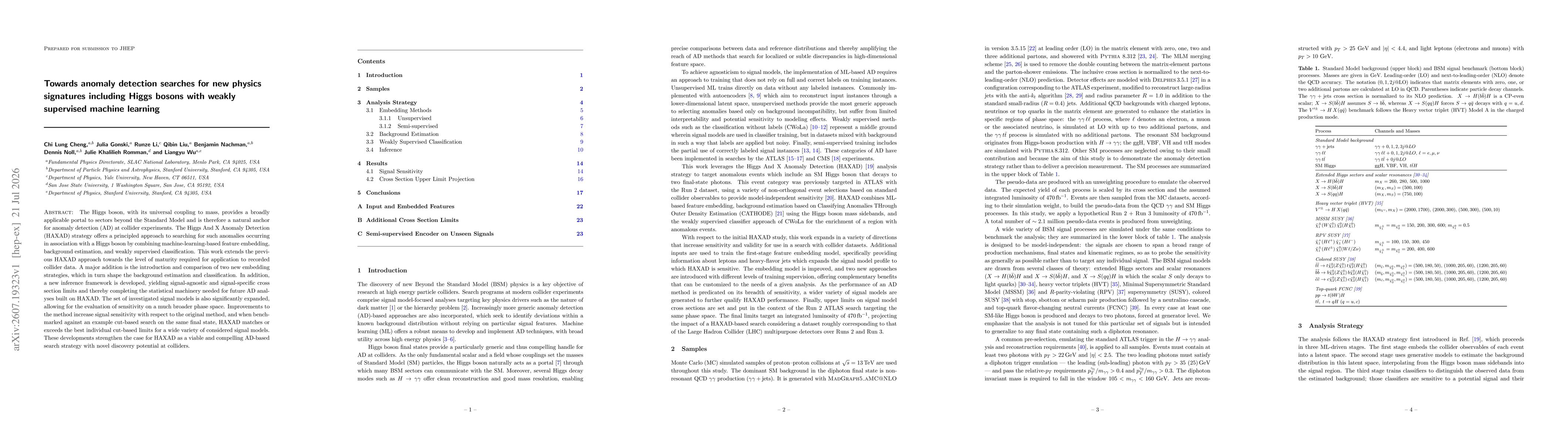 Thumbnail for Towards anomaly detection searches for new physics signatures including Higgs bosons with weakly supervised machine learning