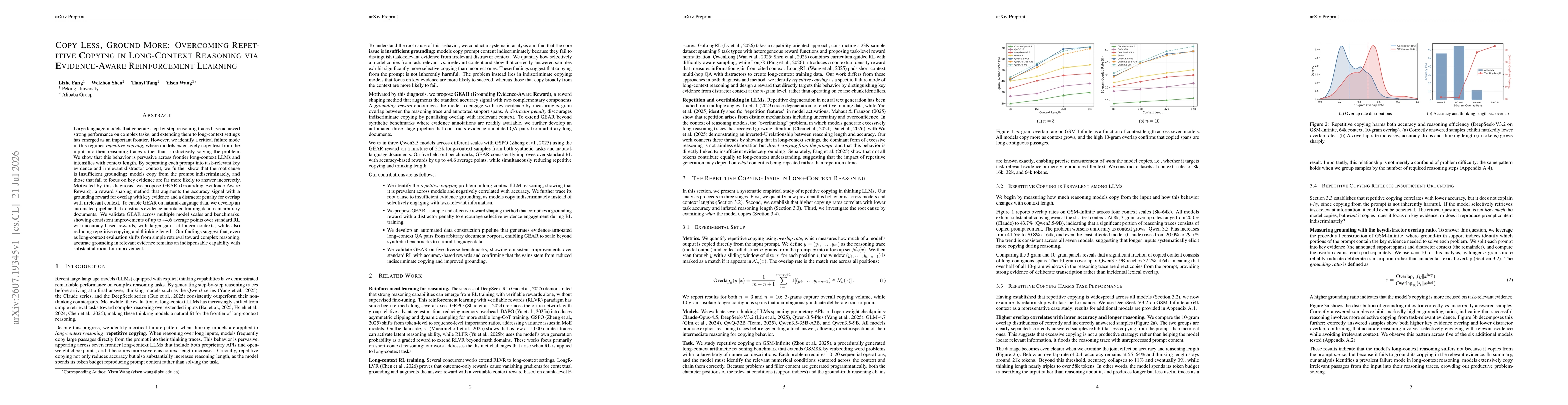 Thumbnail for Copy Less, Ground More: Overcoming Repetitive Copying in Long-Context Reasoning via Evidence-Aware Reinforcement Learning