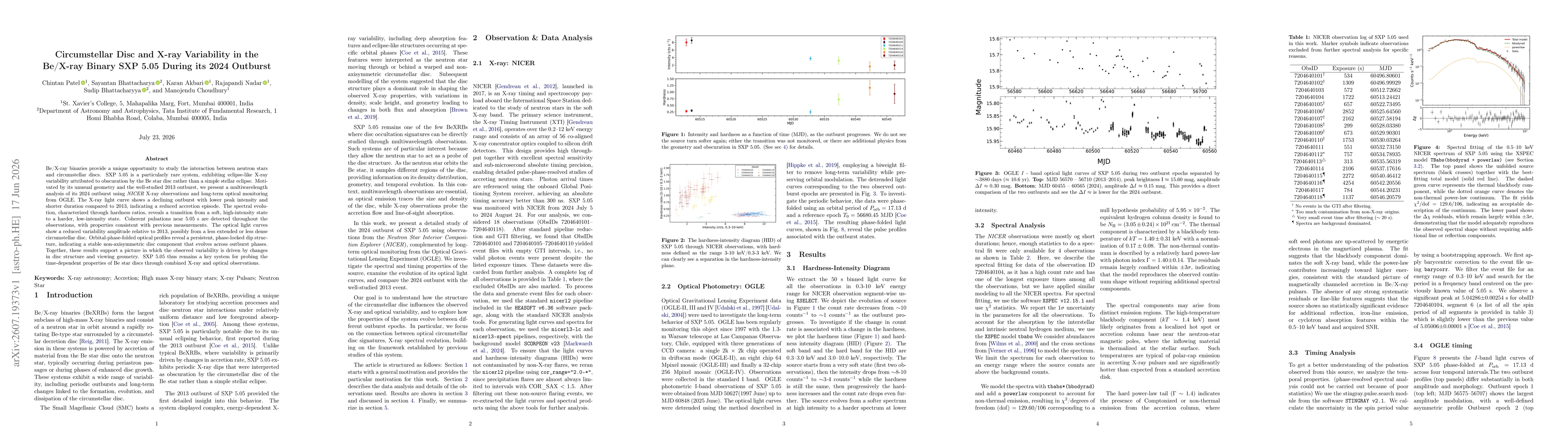 Thumbnail for Circumstellar Disc and X-ray Variability in the Be/X-ray Binary SXP 5.05 During its 2024 Outburst