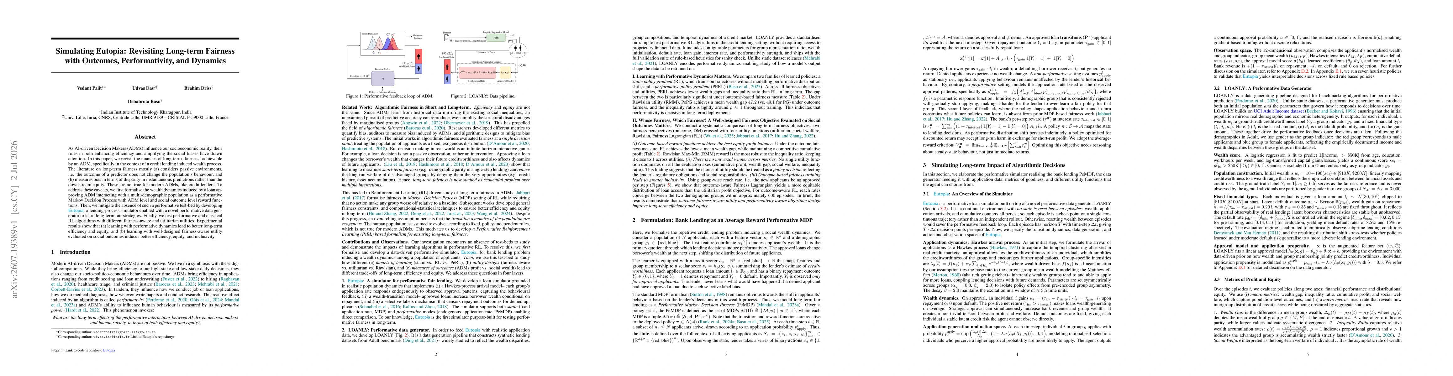 Thumbnail for Simulating Eutopia: Revisiting Long-term Fairness with Outcomes, Performativity, and Dynamics