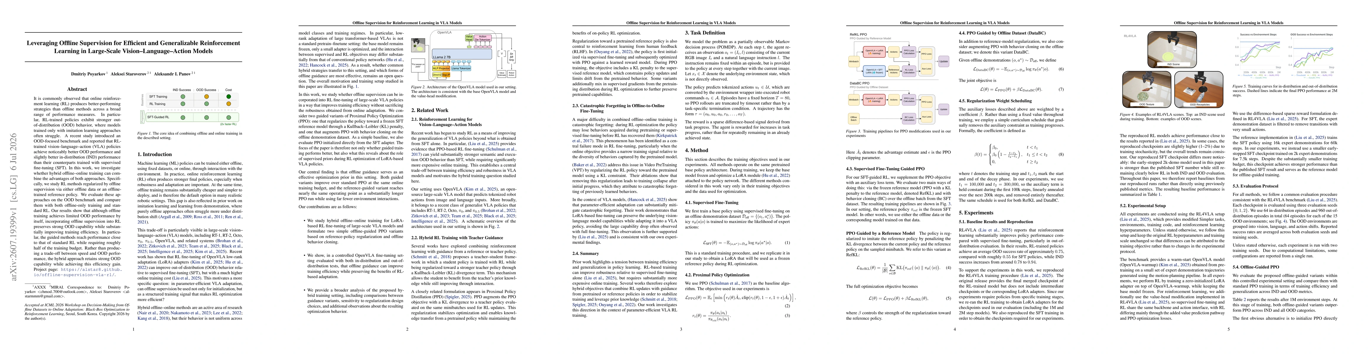 Thumbnail for Leveraging Offline Supervision for Efficient and Generalizable Reinforcement Learning in Large-Scale Vision-Language-Action Models