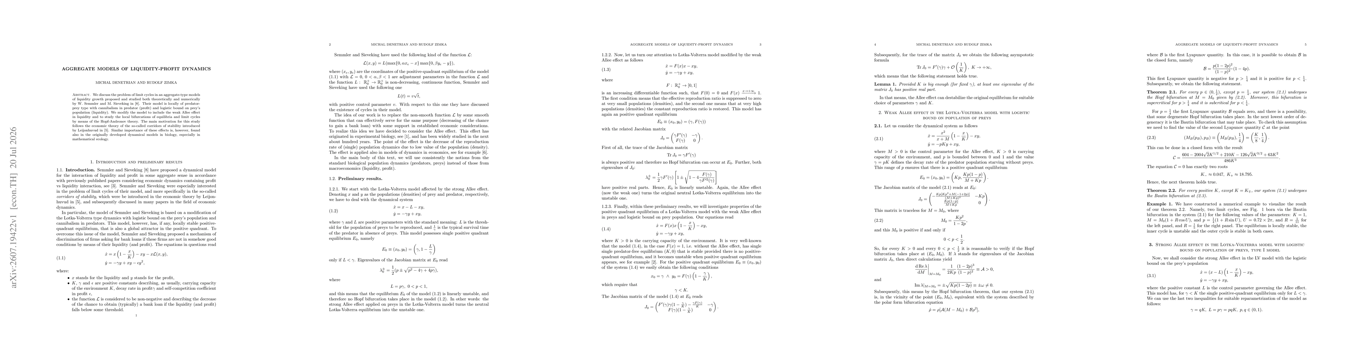 Thumbnail for Aggregate models of liquidity-profit dynamics