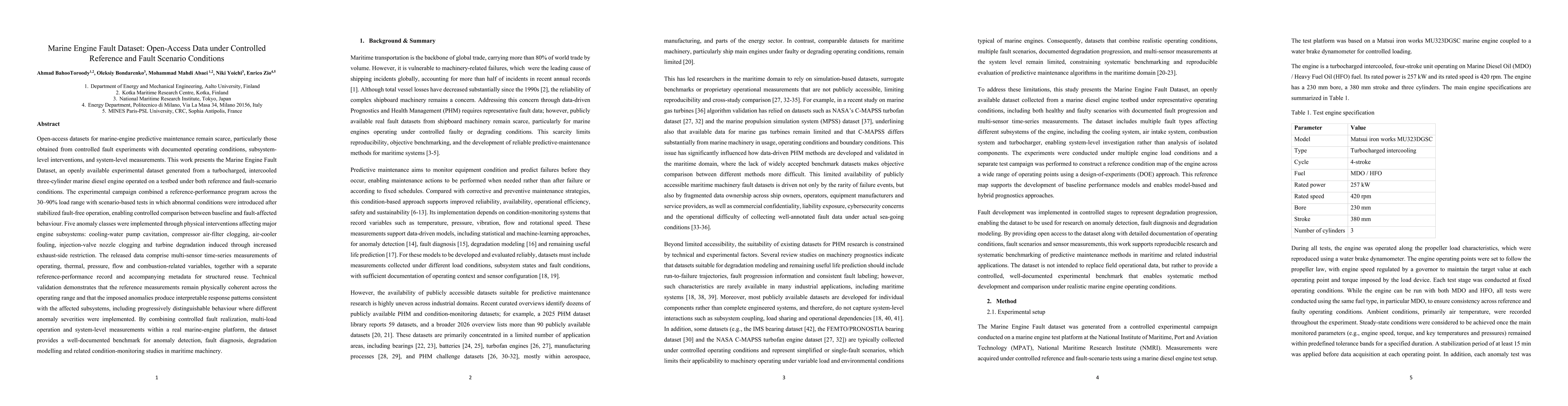 Thumbnail for Marine Engine Fault Dataset: Open-Access Data under Controlled Reference and Fault Scenario Conditions