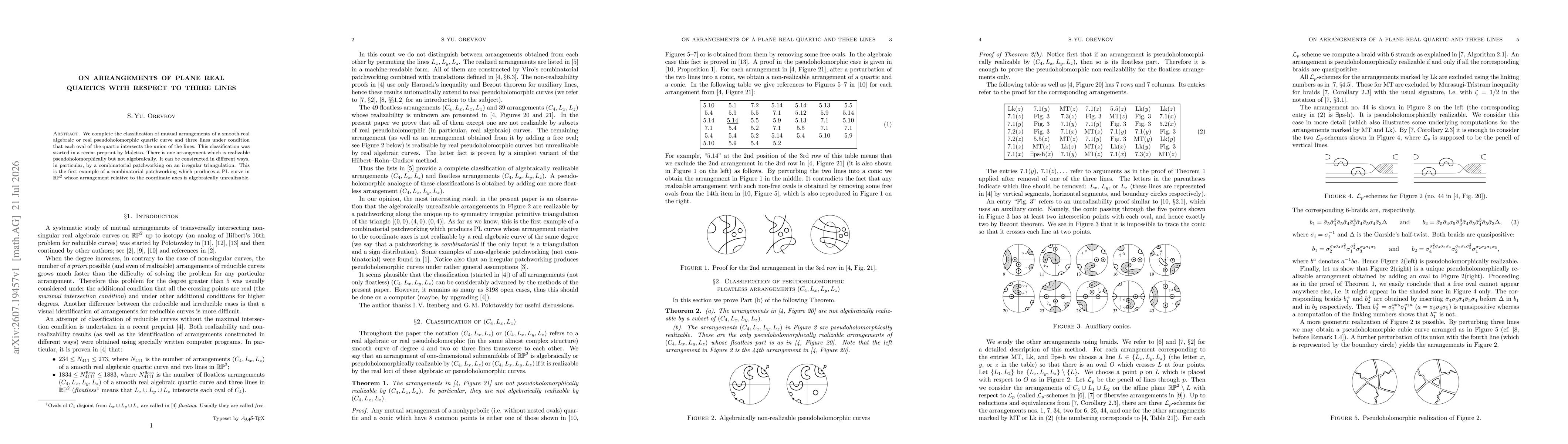 Thumbnail for On arrangements of plane real quartics with respect to three lines