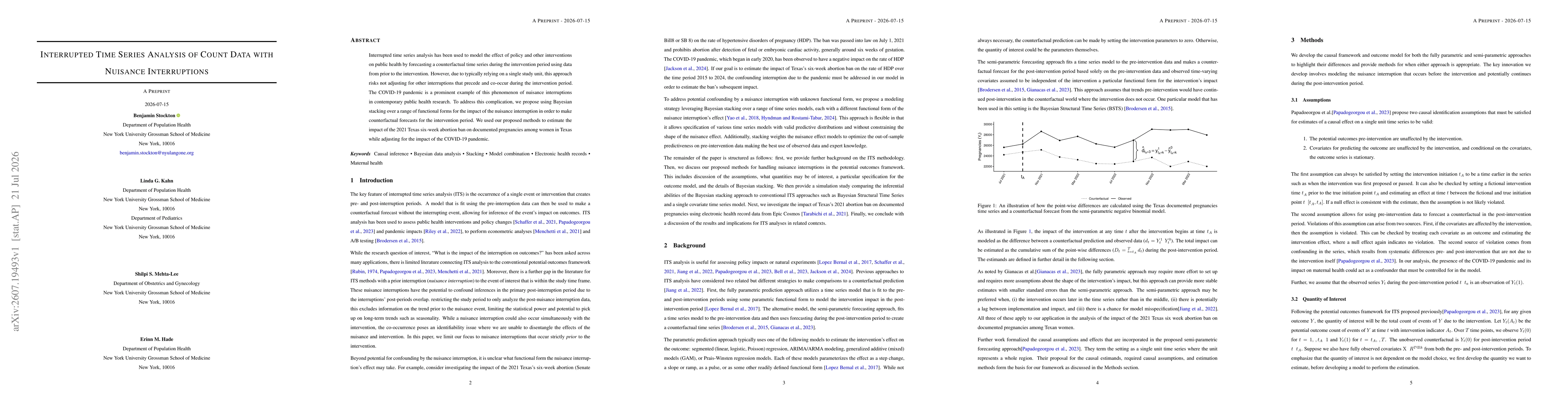 Thumbnail for Interrupted Time Series Analysis Of Count Data With Nuisance Interruptions