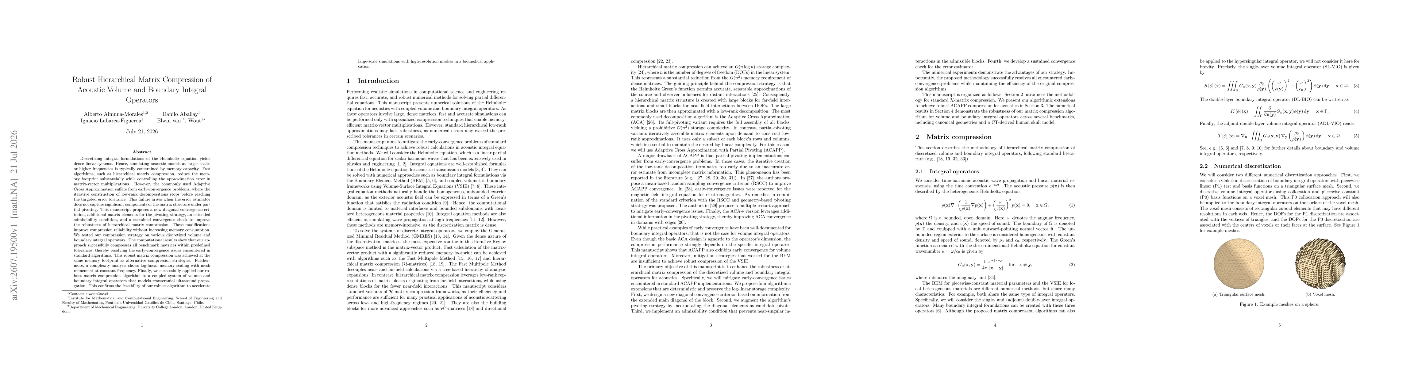 Thumbnail for Robust Hierarchical Matrix Compression of Acoustic Volume and Boundary Integral Operators