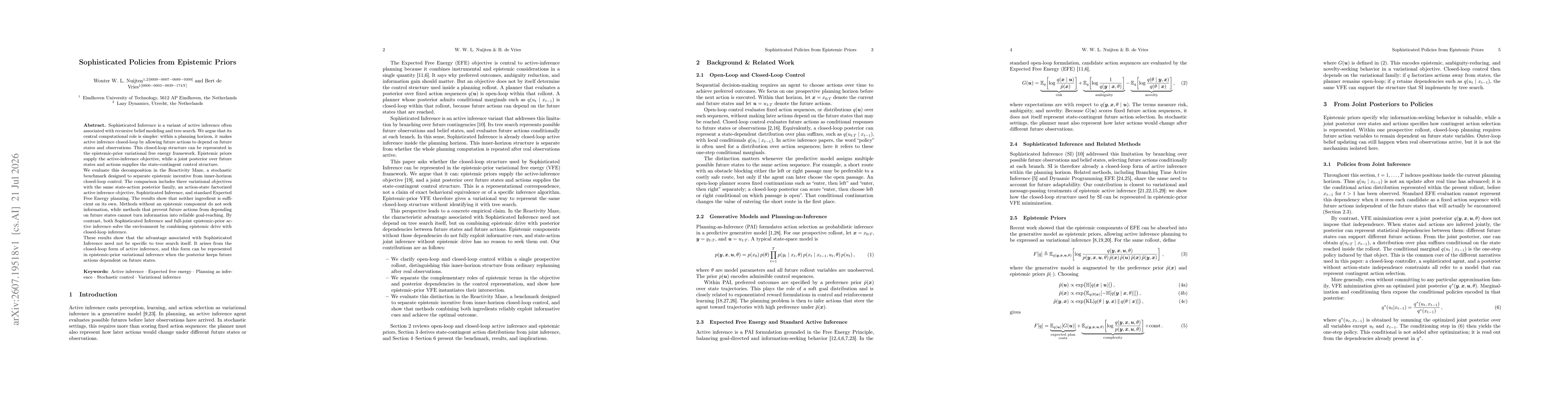 Thumbnail for Sophisticated Policies from Epistemic Priors