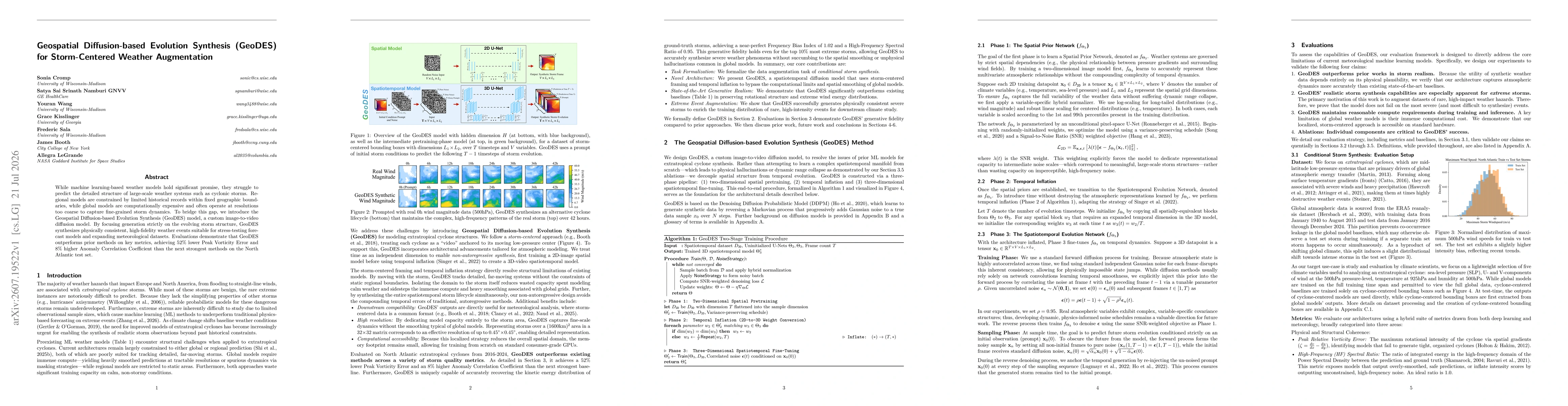 Thumbnail for Geospatial Diffusion-based Evolution Synthesis (GeoDES) for Storm-Centered Weather Augmentation