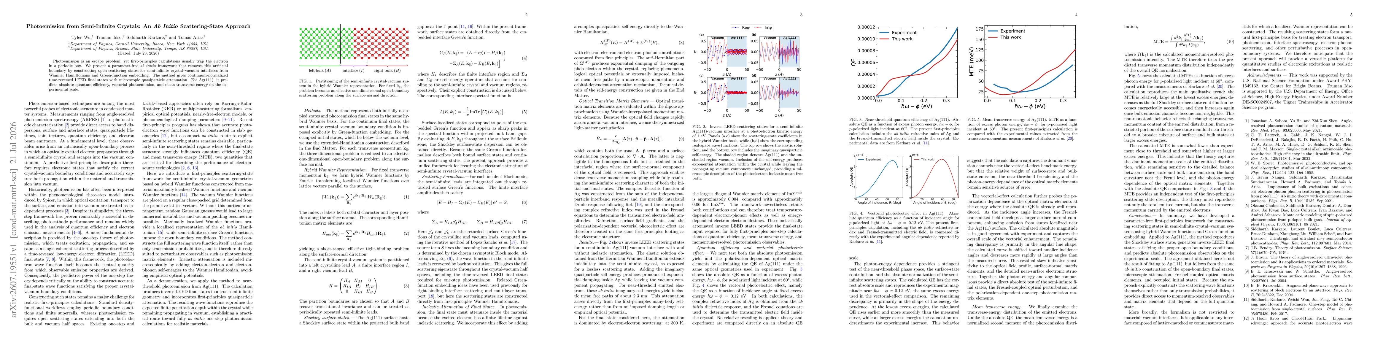 Thumbnail for Photoemission from Semi-Infinite Crystals: An \emph{Ab Initio} Scattering-State Approach