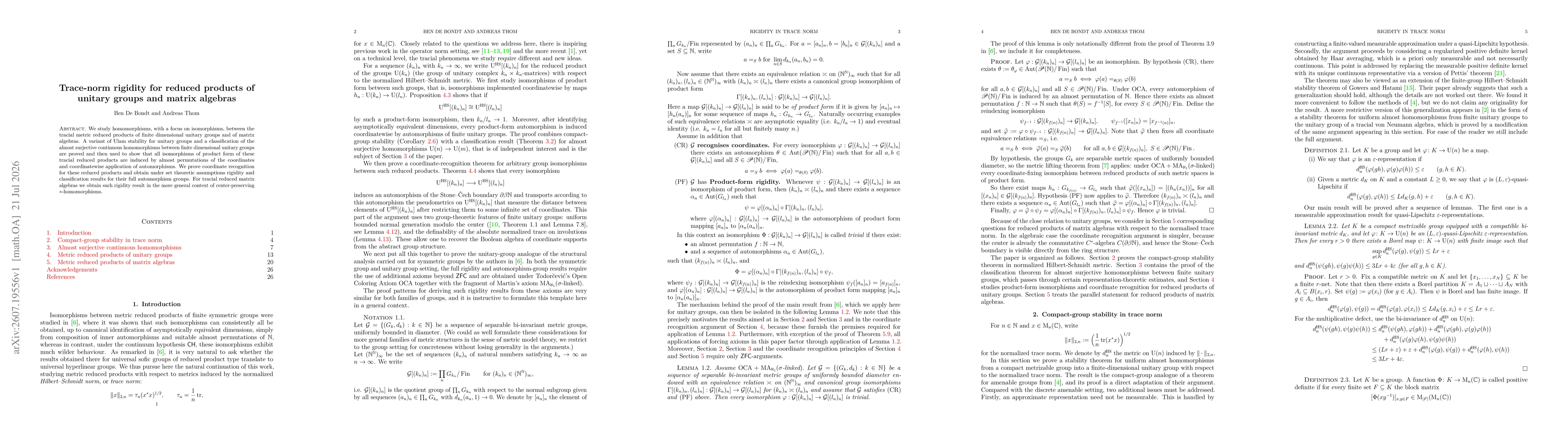 Thumbnail for Trace-norm rigidity for reduced products of unitary groups and matrix algebras