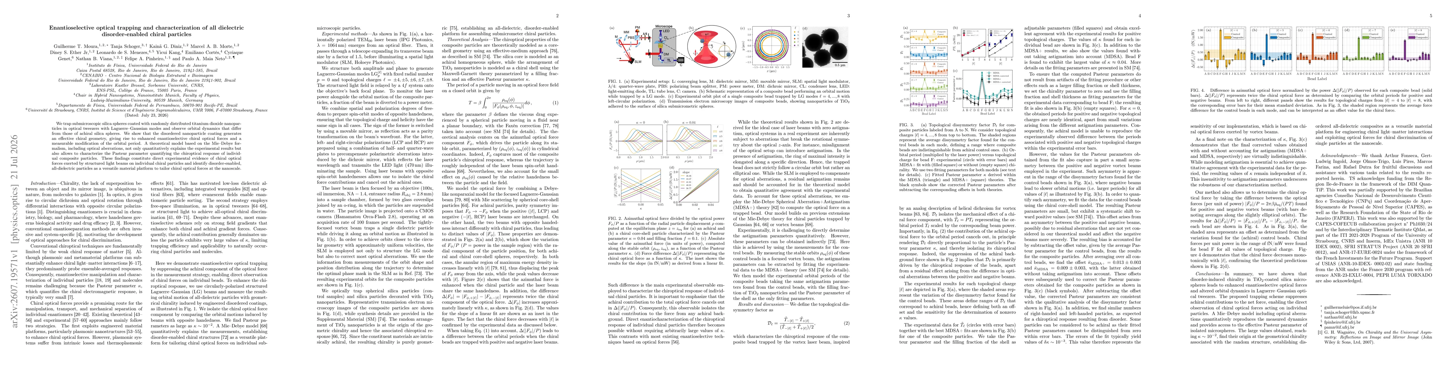 Thumbnail for Enantioselective optical trapping and characterization of all dielectric disorder-enabled chiral particles