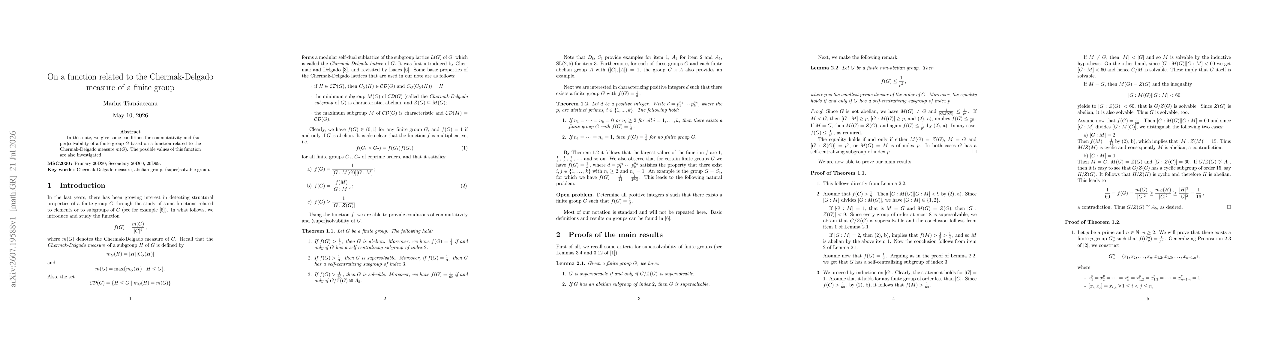 Thumbnail for On a function related to the Chermak-Delgado measure of a finite group