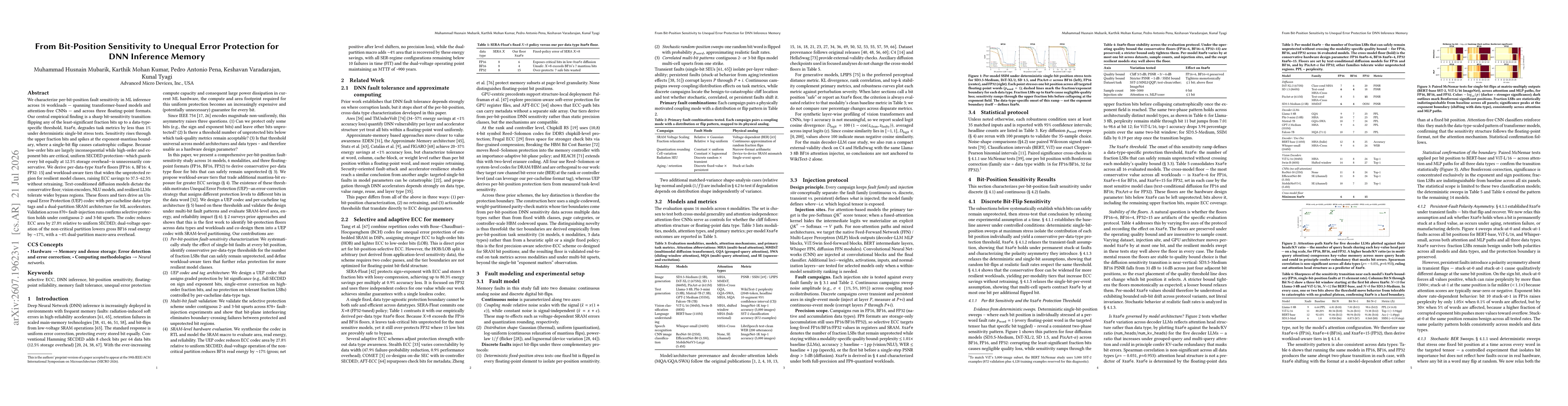 Thumbnail for From Bit-Position Sensitivity to Unequal Error Protection for DNN Inference Memory