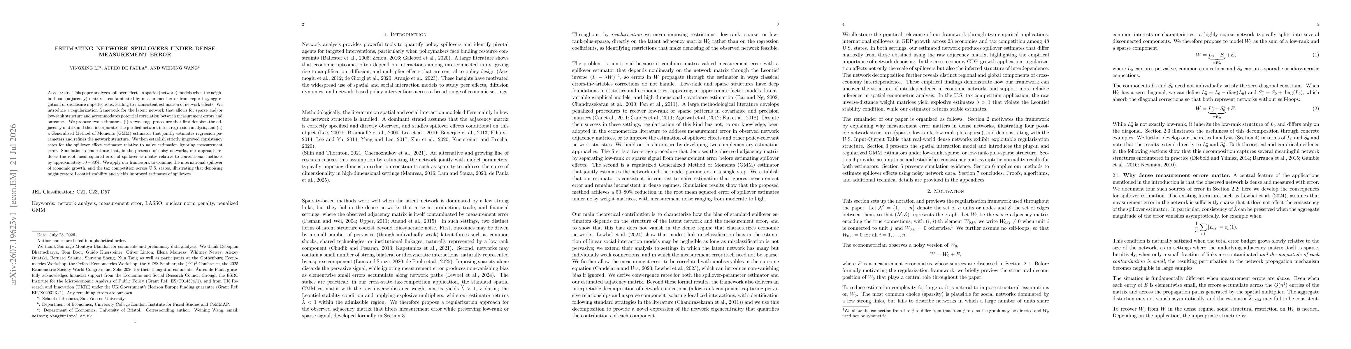 Thumbnail for Estimating Network Spillovers under Dense Measurement Error