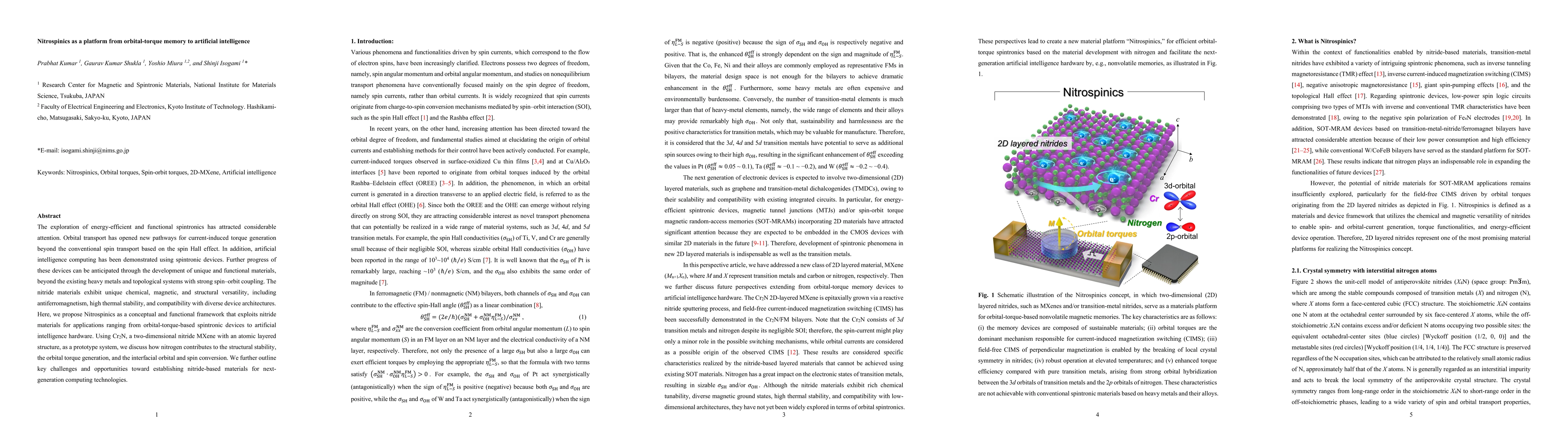Thumbnail for Nitrospinics as a platform from orbital-torque memory to artificial intelligence