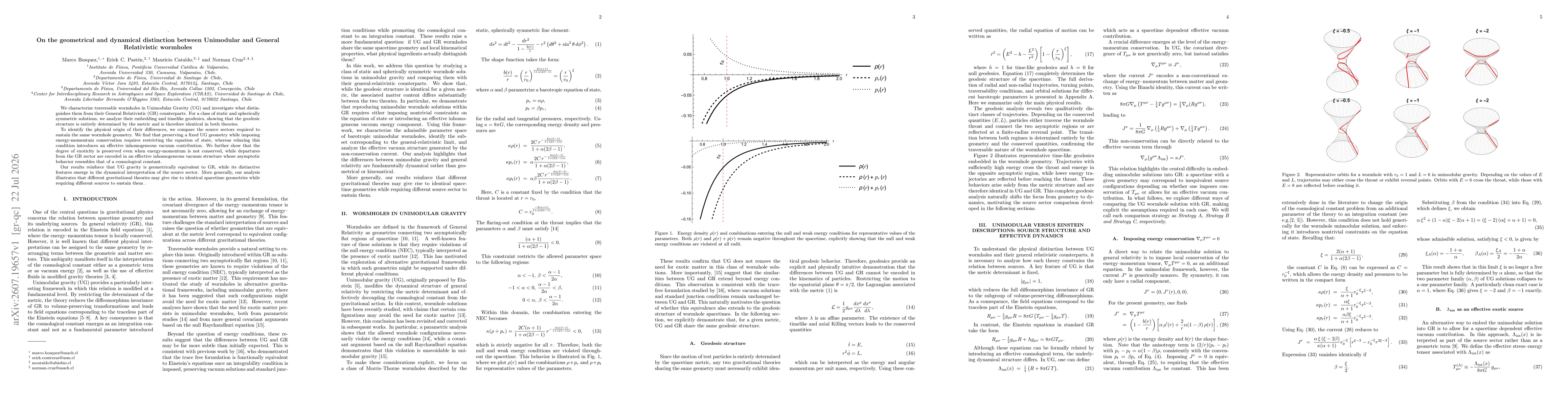 Thumbnail for On the geometrical and dynamical distinction between Unimodular and General Relativistic wormholes