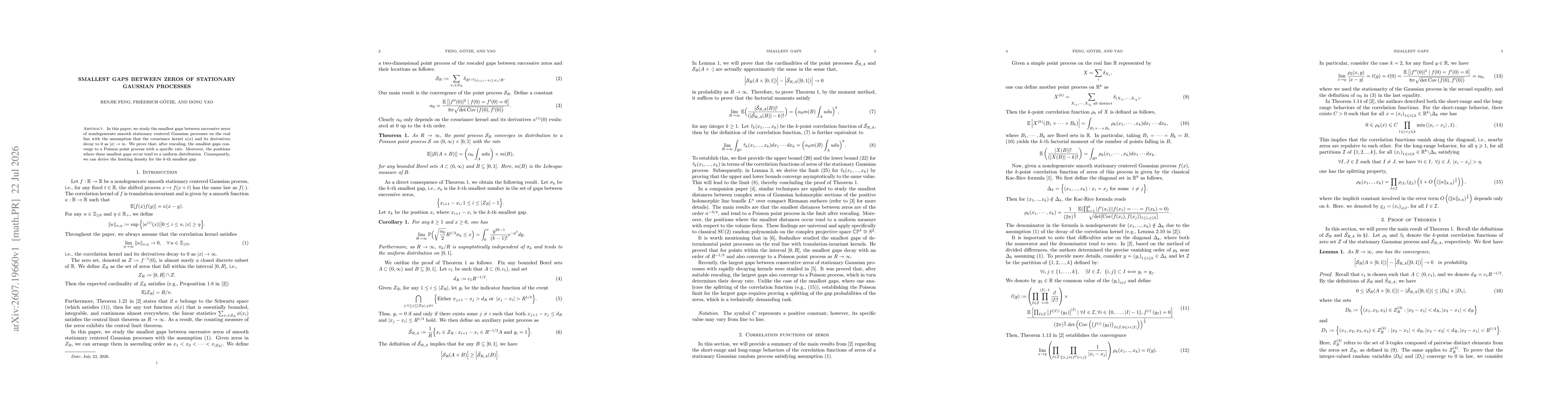 Thumbnail for Smallest gaps between zeros of stationary Gaussian processes