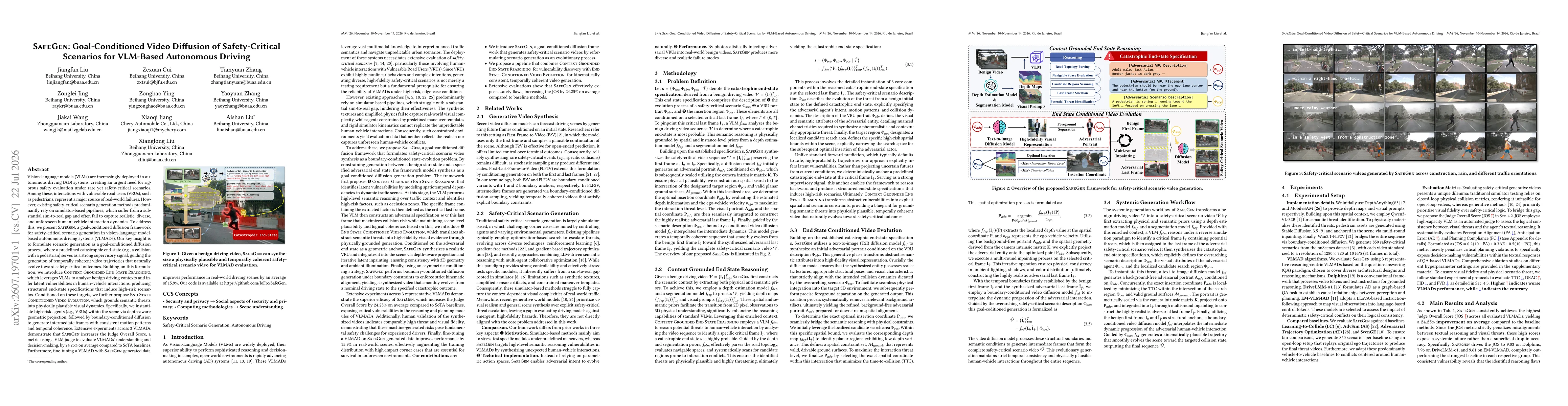 Thumbnail for SafeGen: Goal-Conditioned Video Diffusion of Safety-Critical Scenarios for VLM-Based Autonomous Driving