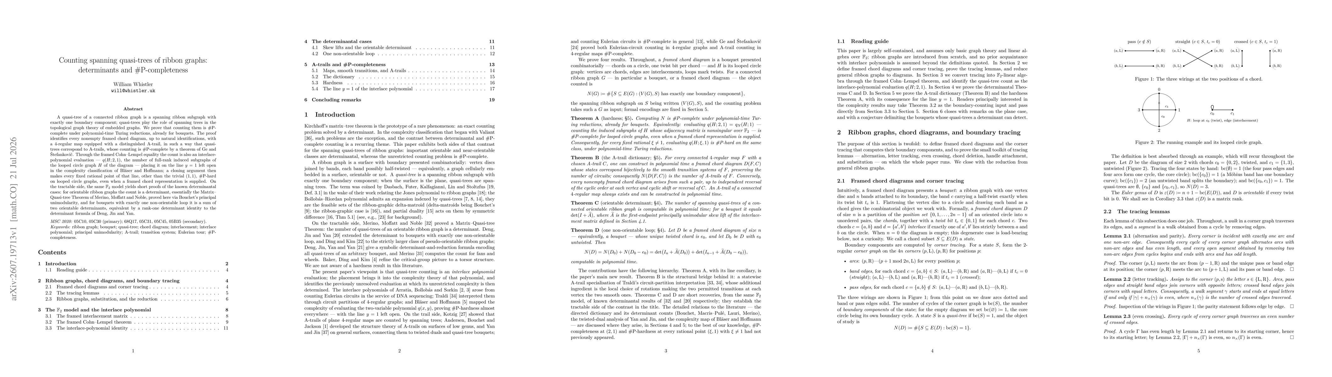 Thumbnail for Counting spanning quasi-trees of ribbon graphs: determinants and #P-completeness