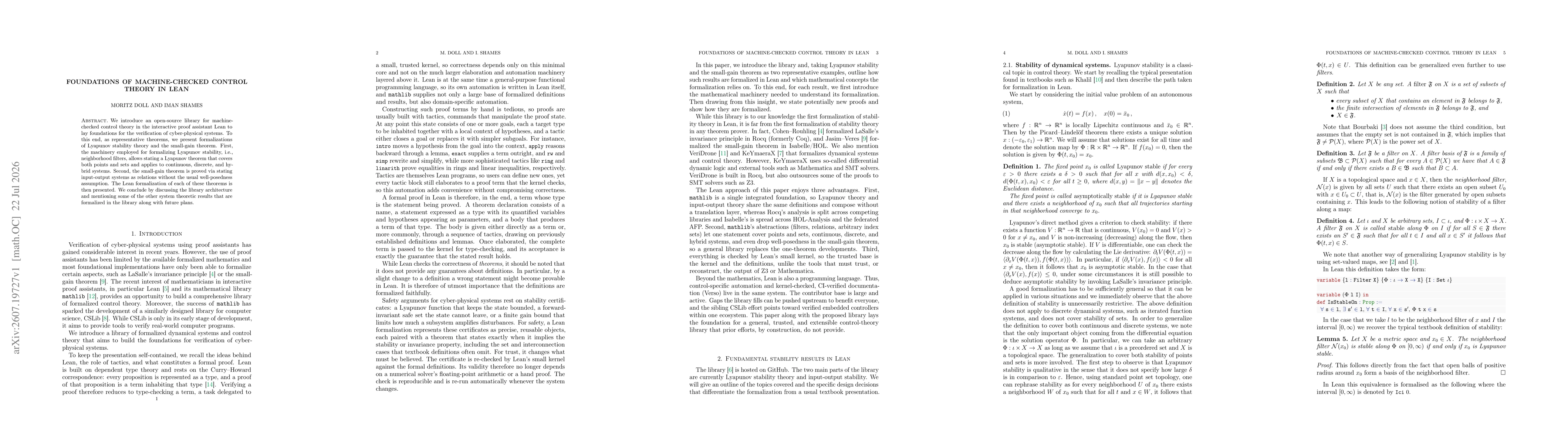 Thumbnail for Foundations of Machine-Checked Control Theory in Lean