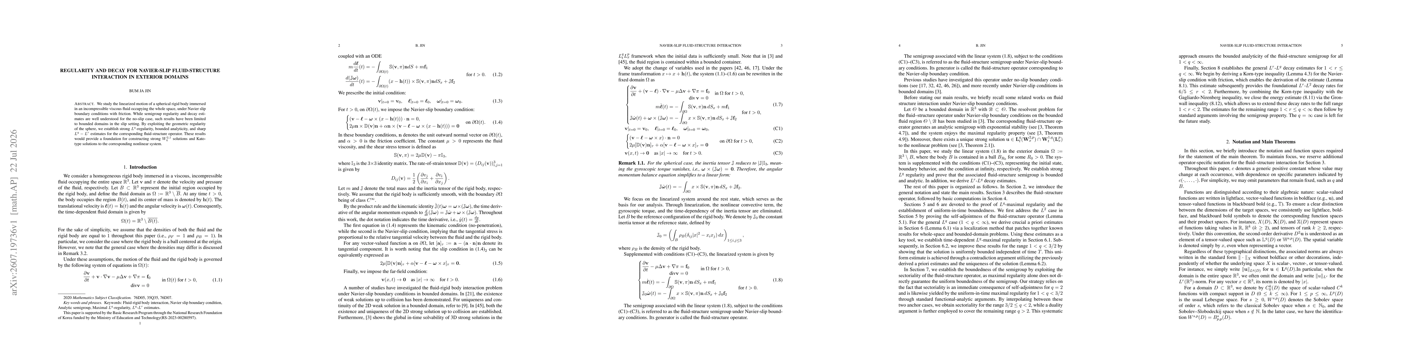 Thumbnail for Regularity and Decay for Navier-Slip Fluid-Structure Interaction in Exterior Domains