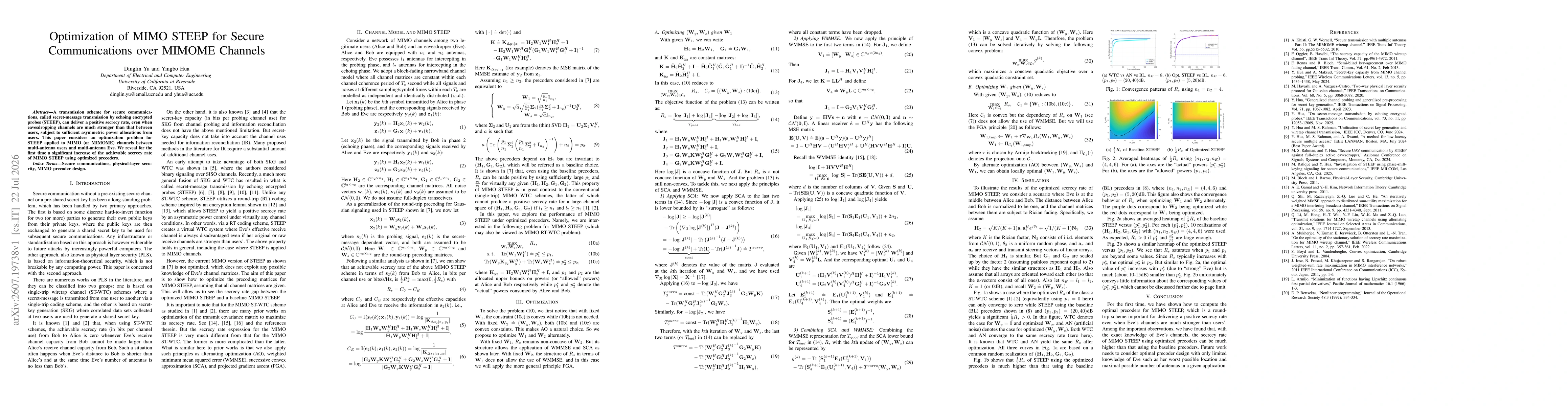 Thumbnail for Optimization of MIMO STEEP for Secure Communications over MIMOME Channels