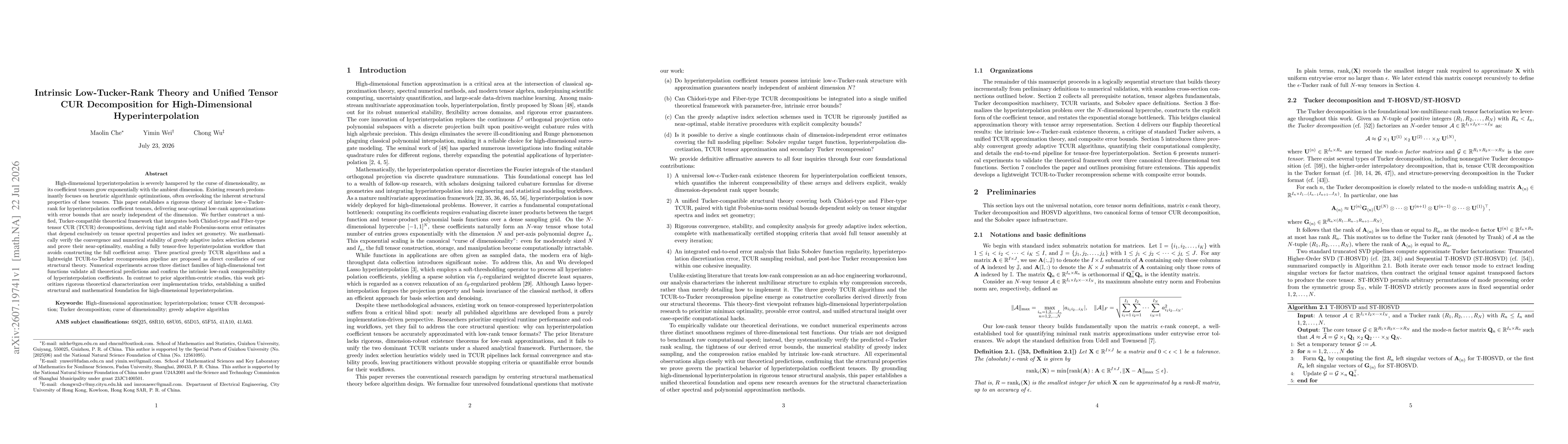 Thumbnail for Intrinsic Low-Tucker-Rank Theory and Unified Tensor CUR Decomposition for High-Dimensional Hyperinterpolation