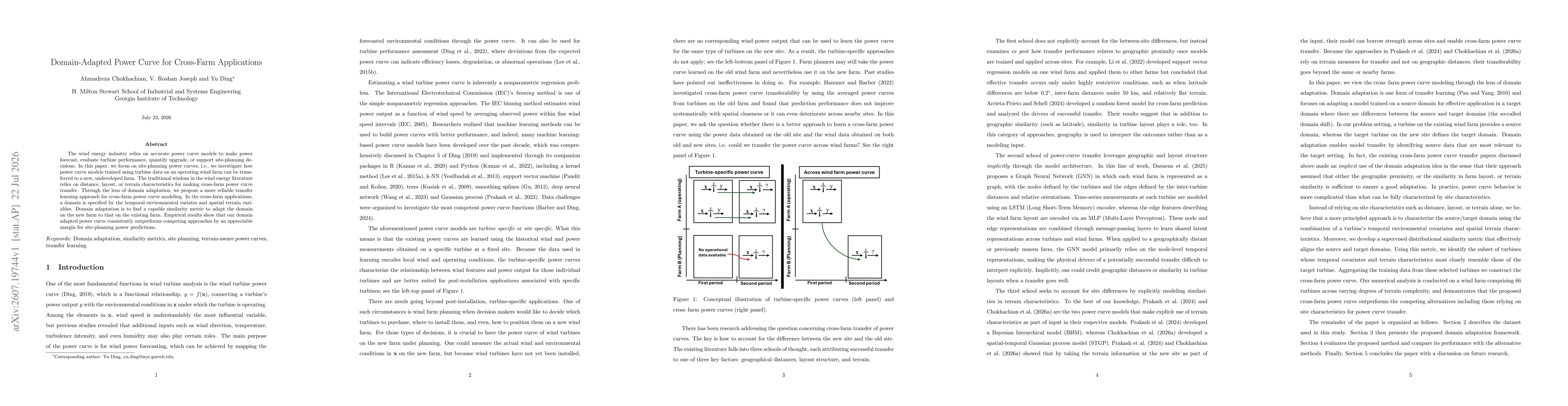 Thumbnail for Domain-Adapted Power Curve for Cross-Farm Applications