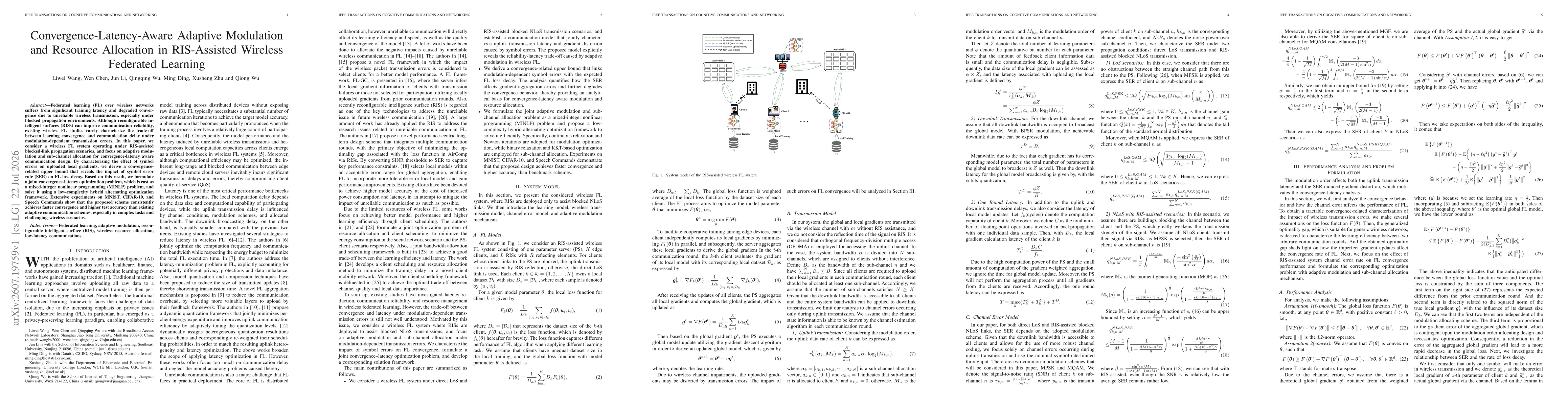 Thumbnail for Convergence-Latency-Aware Adaptive Modulation and Resource Allocation in RIS-Assisted Wireless Federated Learning
