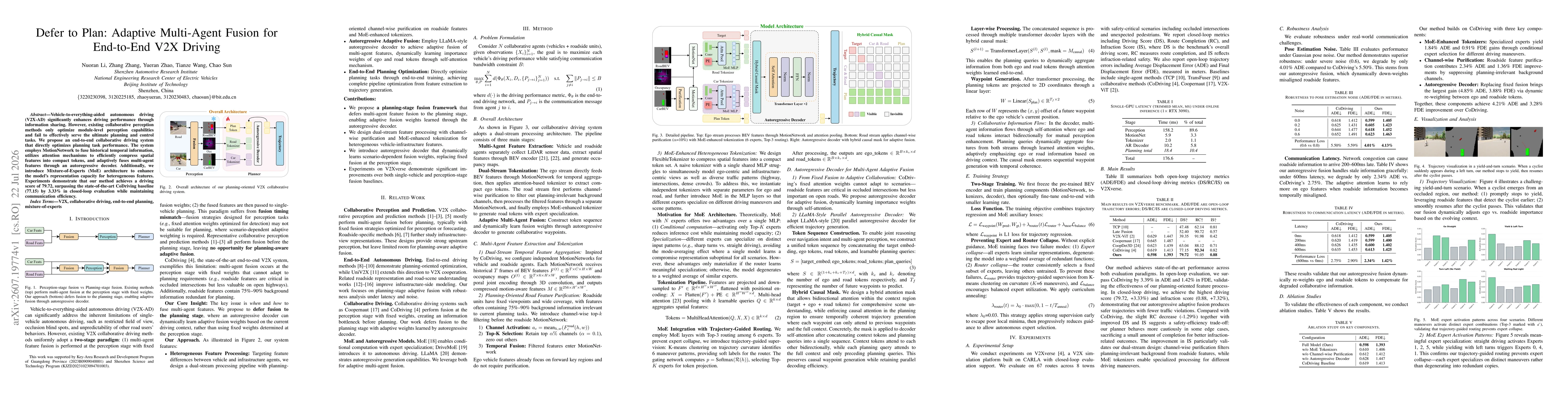 Thumbnail for Defer to Plan: Adaptive Multi-Agent Fusion for End-to-End V2X Driving