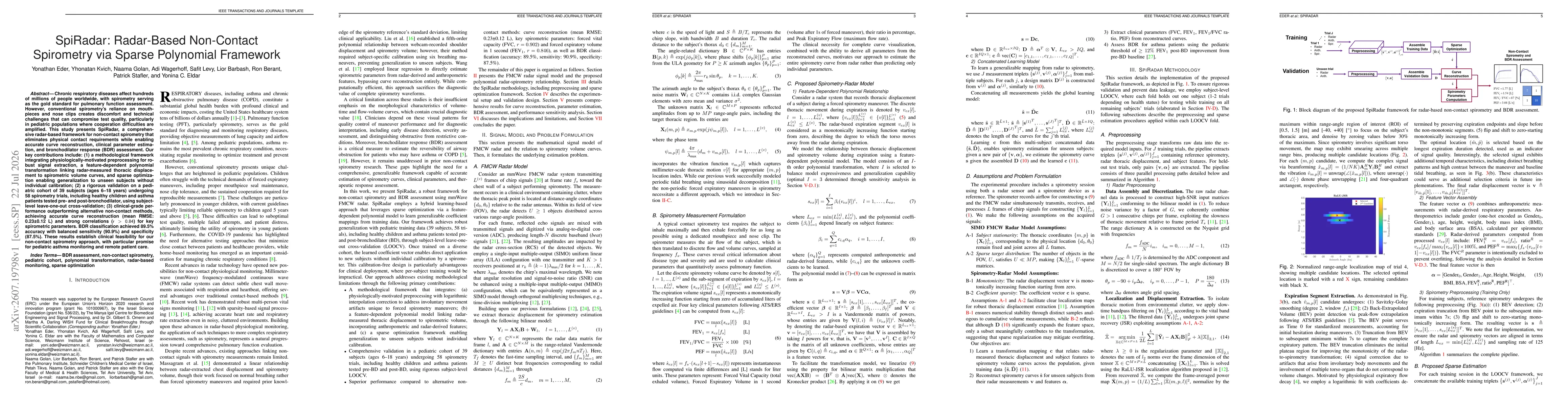 Thumbnail for SpiRadar: Radar-Based Non-Contact Spirometry via Sparse Polynomial Framework