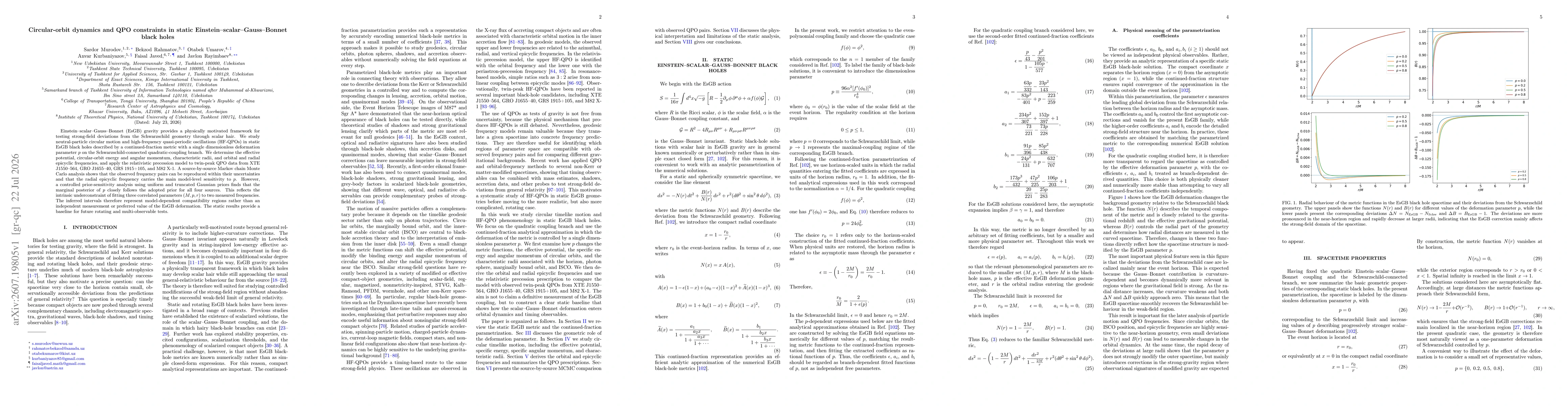 Thumbnail for Circular-orbit dynamics and QPO constraints in static Einstein--scalar--Gauss--Bonnet black holes