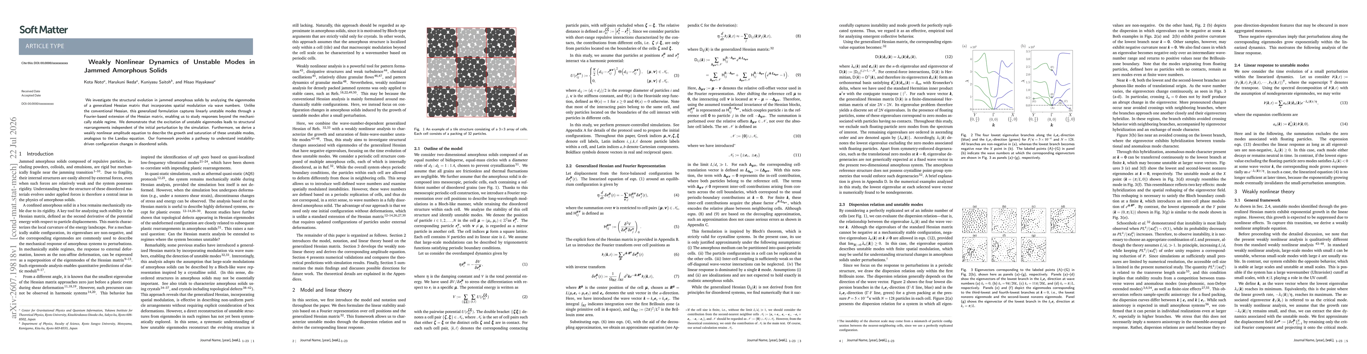 Thumbnail for Weakly Nonlinear Dynamics of Unstable Modes in Jammed Amorphous Solids