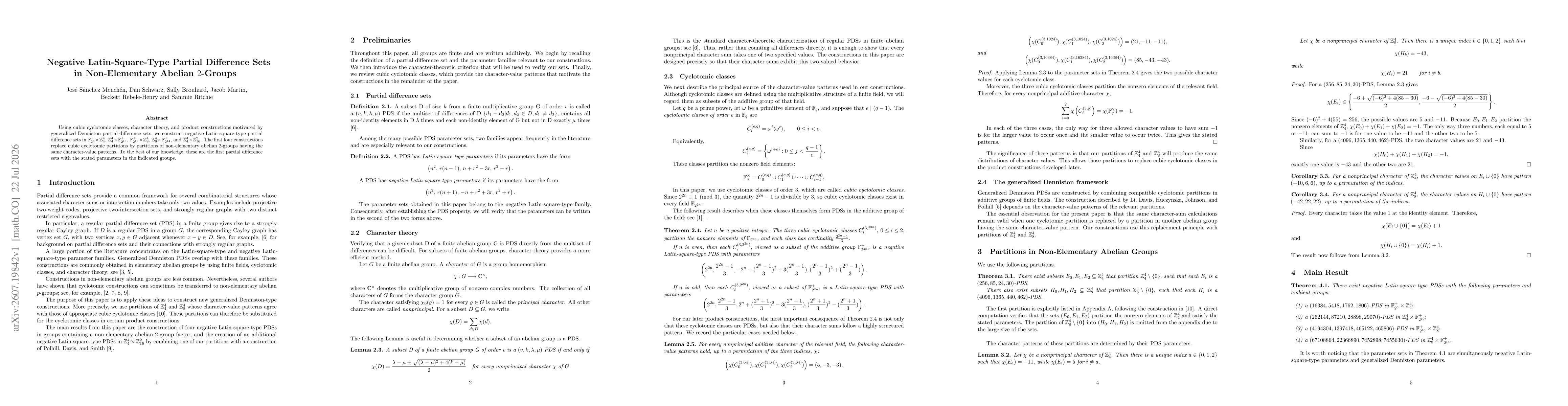 Thumbnail for Negative Latin-Square-Type Partial Difference Sets in Non-Elementary Abelian 2-Groups