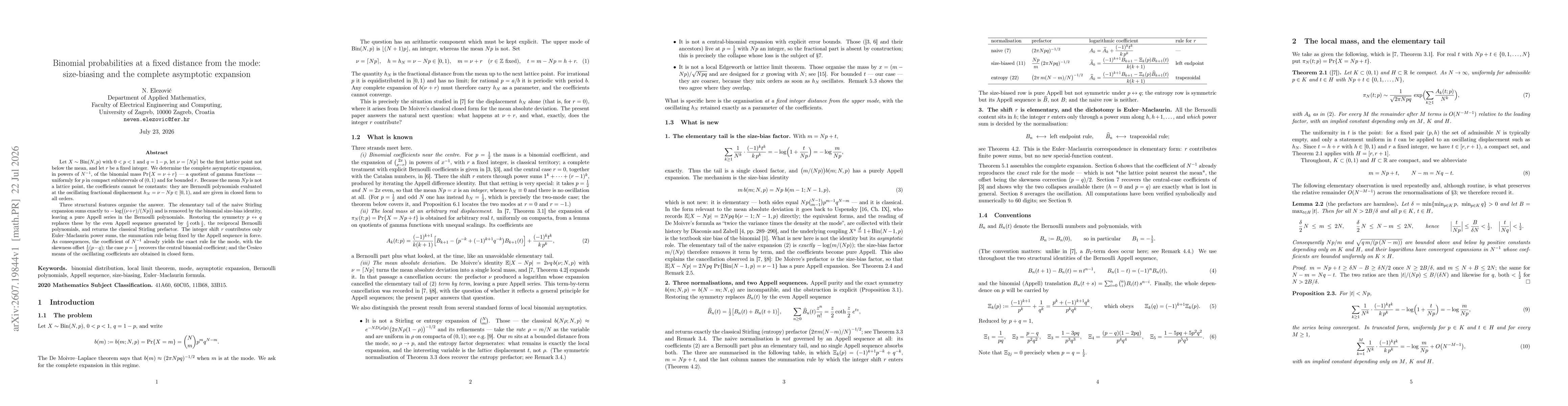 Thumbnail for Binomial probabilities at a fixed distance from the mode: size-biasing and the complete asymptotic expansion