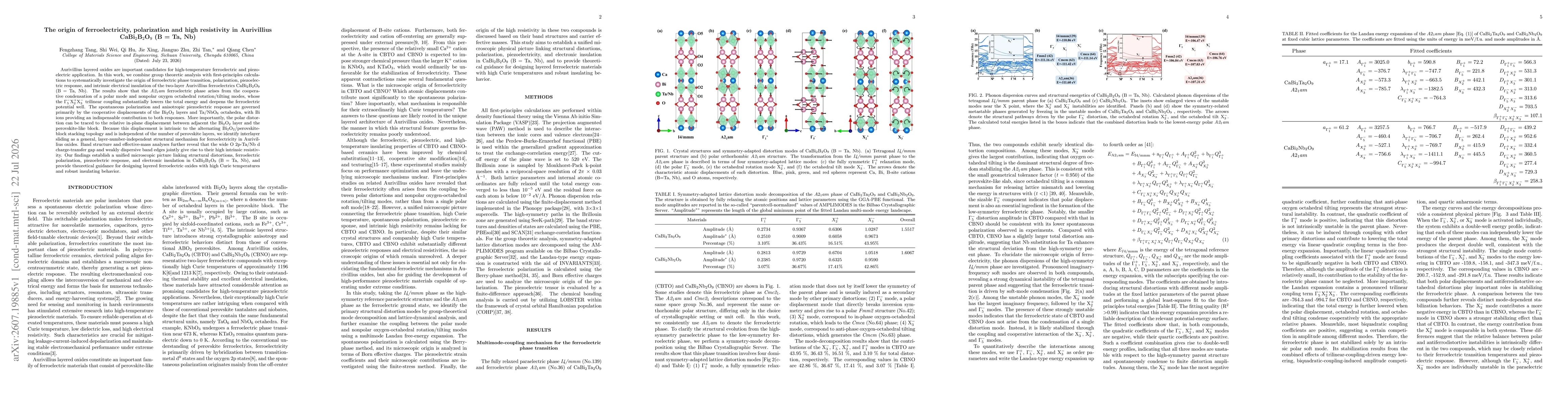 Thumbnail for The origin of ferroelectricity, polarization and high resistivity in Aurivillius CaBi2B2O9 (B = Ta, Nb)